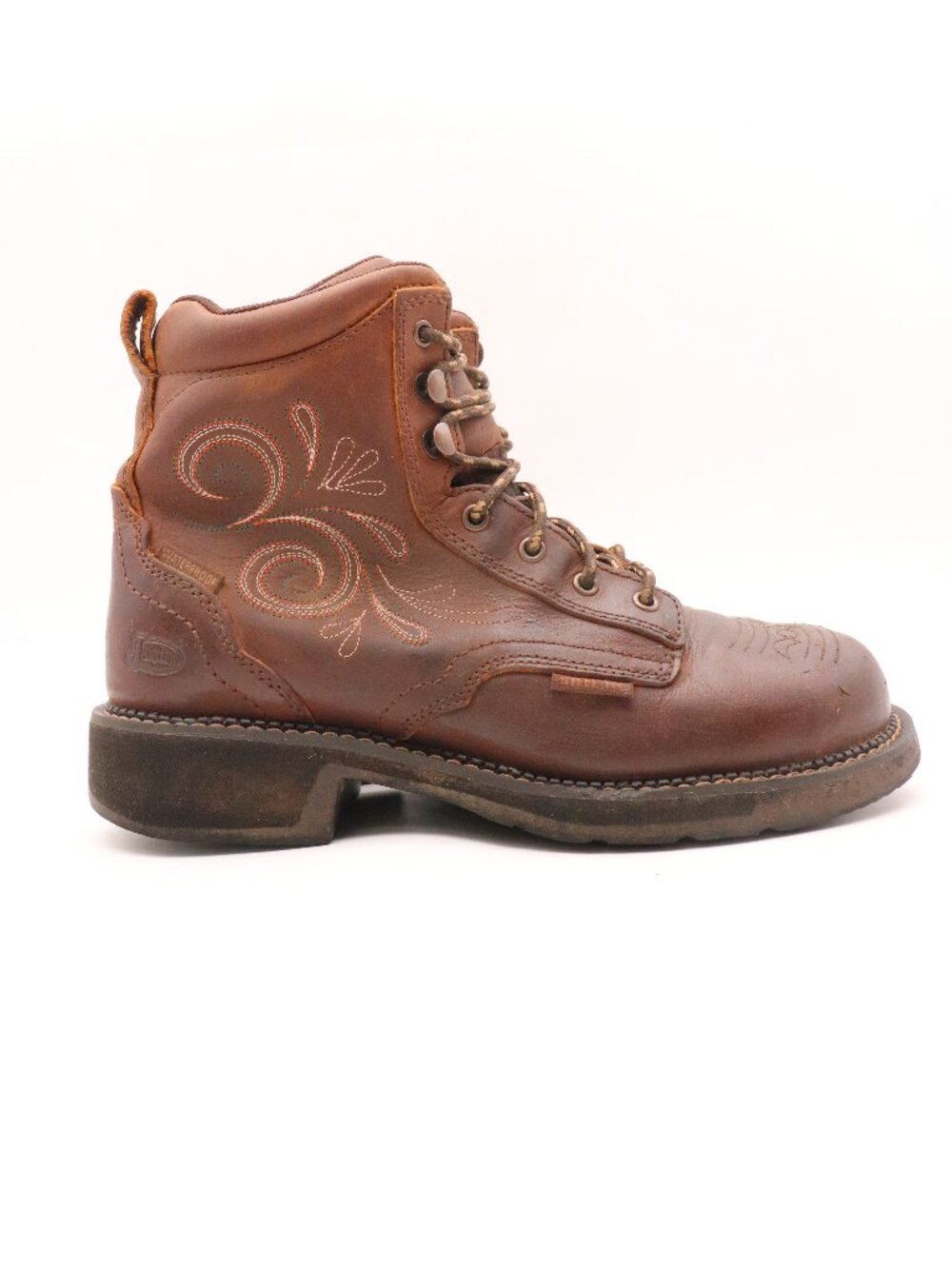 Justin Katerina 6” Steel Toe Boots Women's 9 B Brown Waterproof Leather Lace Up